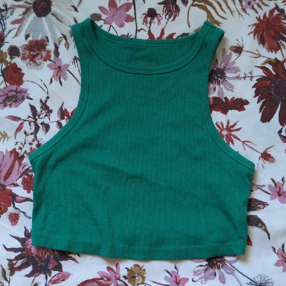 Wild Fable Green Ribbed Sleeveless Crop Tank Top